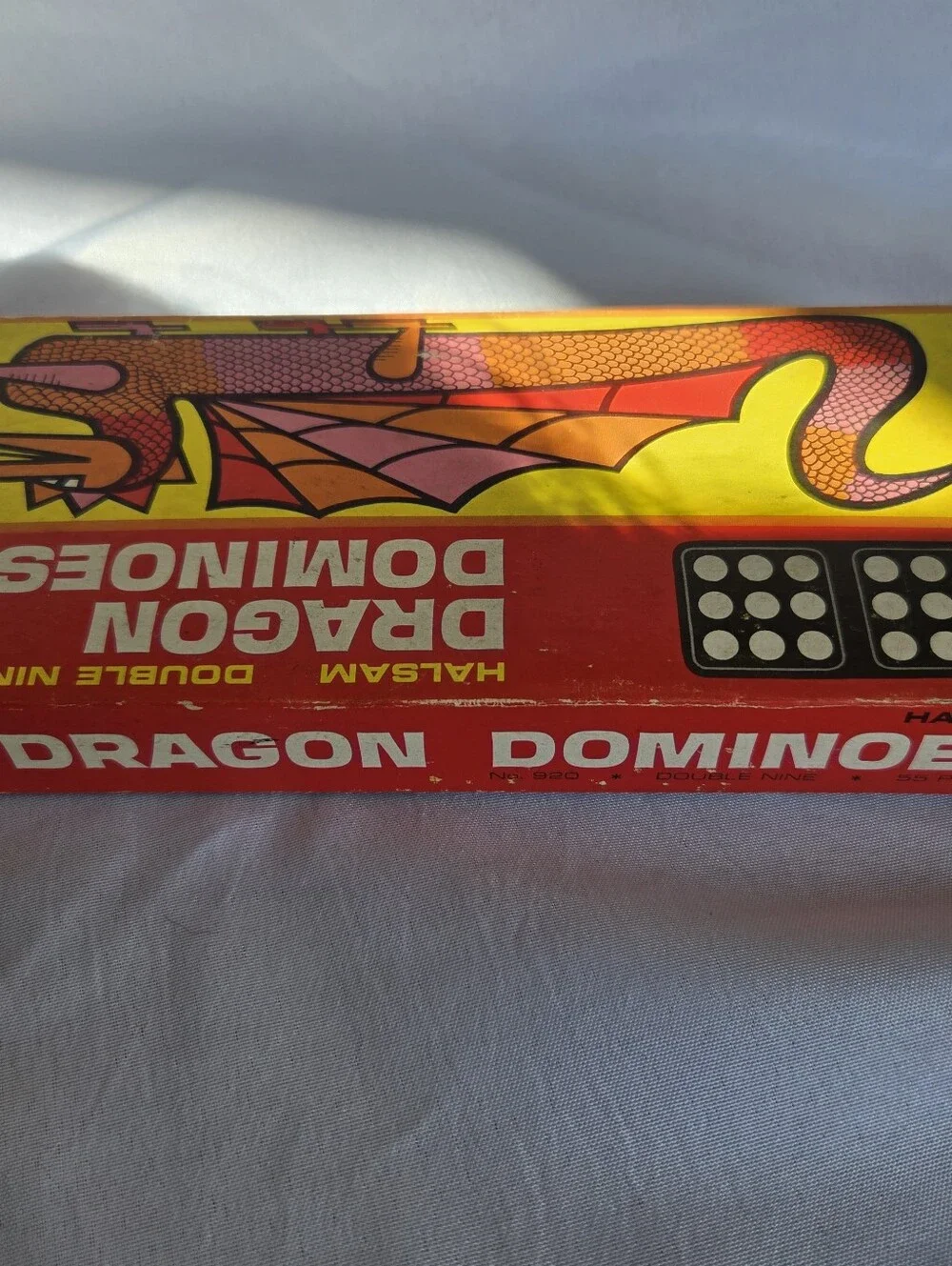 Vintage Halsam Double Nine Dragon Dominoes No. 920 55 Pieces Original Box